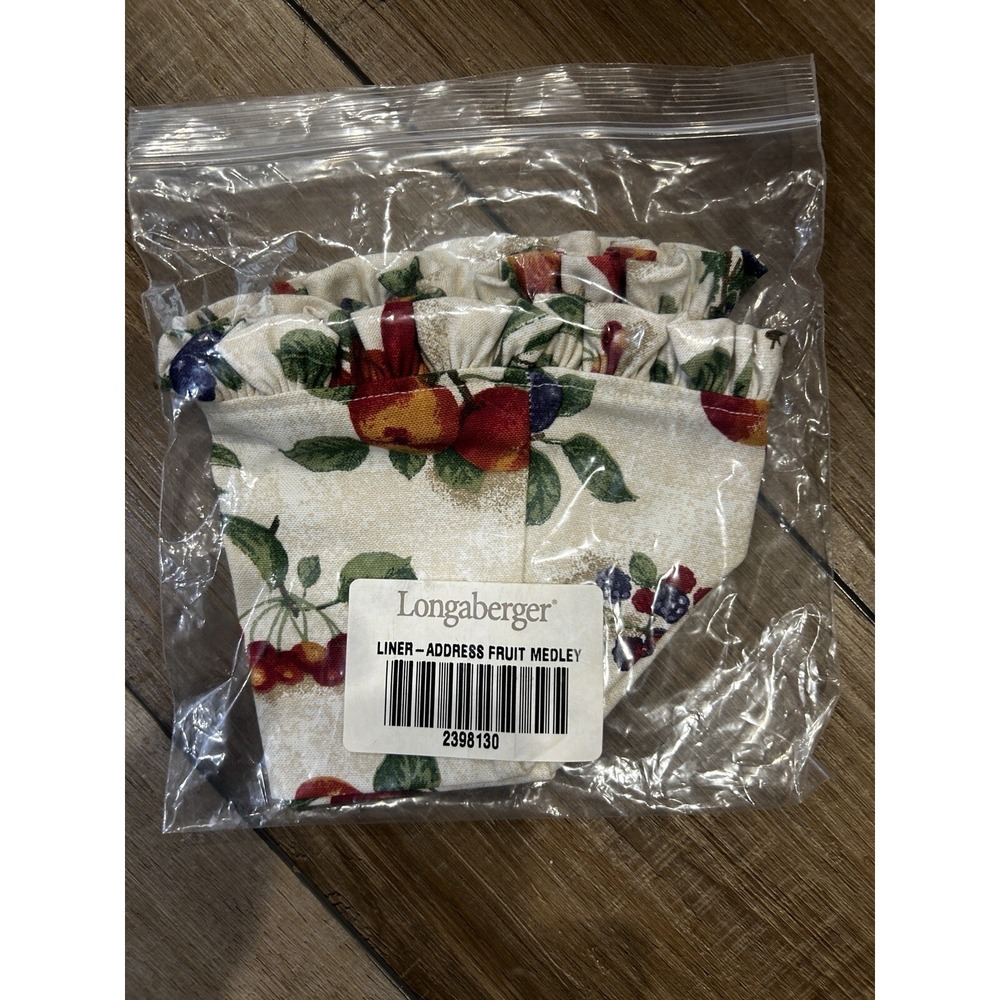 Longaberger  Fruit Medley ADDRESS Basket Liner Ruffles NEW Made In USA